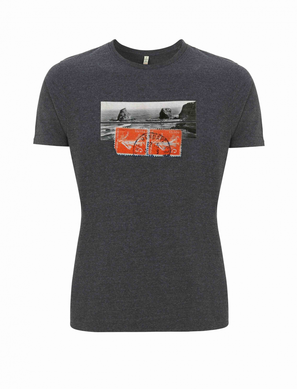 Recycled classic t-shirt with a vintage image of Hendaye